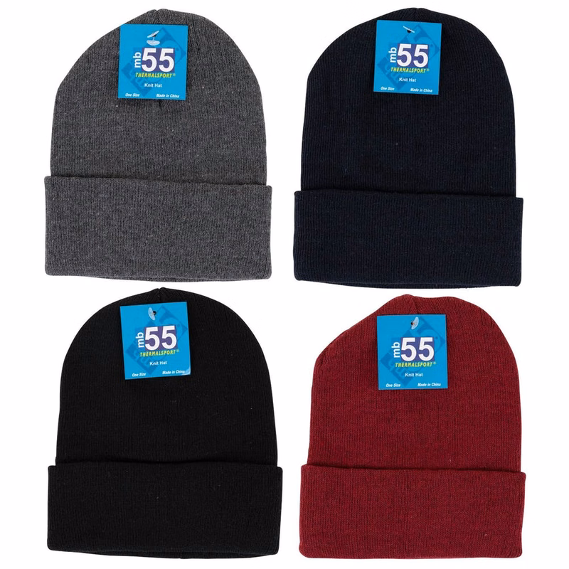 Adult Cuffed Knit Hats - Assorted Colors 6 per pack