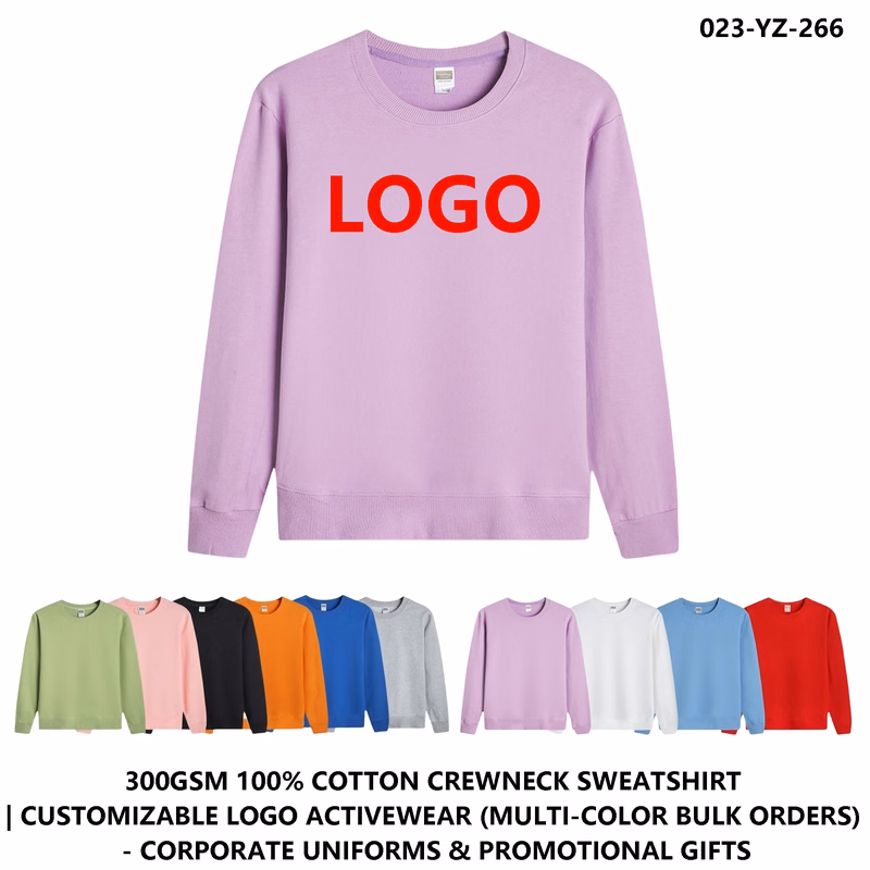 Personalized Logo Heavyweight Cotton Crewneck Terry Sweatshirt