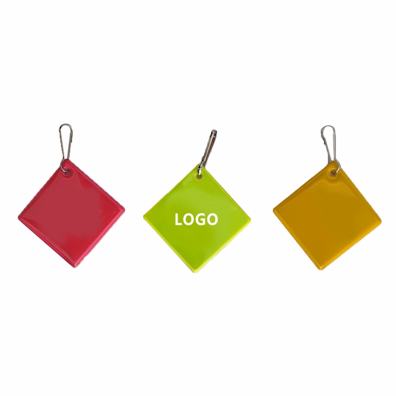 Square Safety Reflector Zipper Pull Keychain