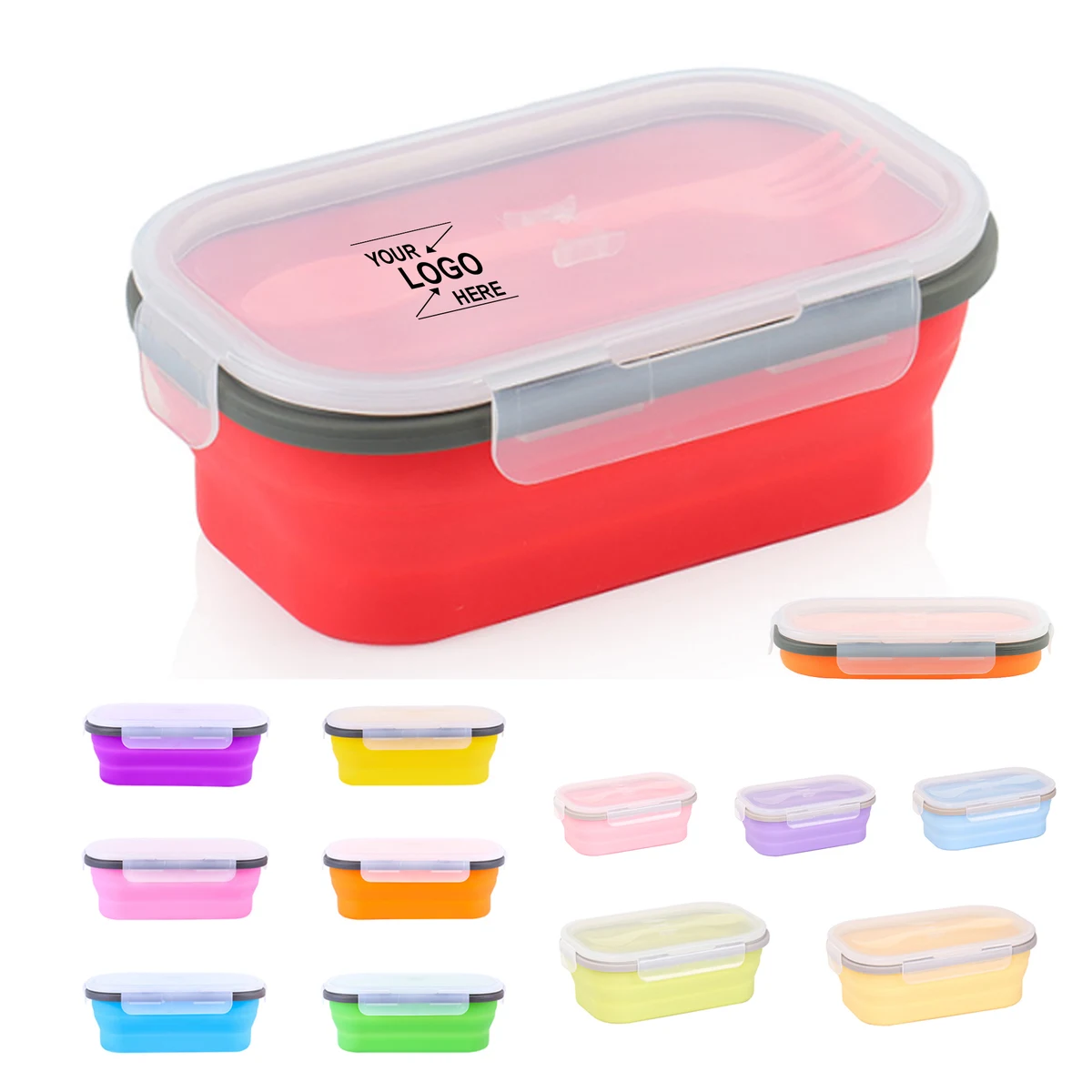 Collapsible Silicone Lunch Box with Utensils 1