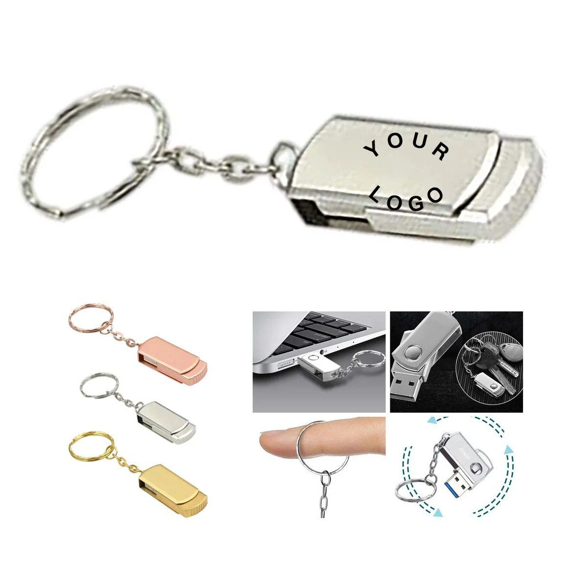 Metal USB Flash Drive 4GB with Keychain Attachment 1