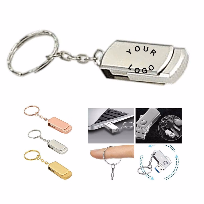 Metal USB Flash Drive 4GB with Keychain Attachment