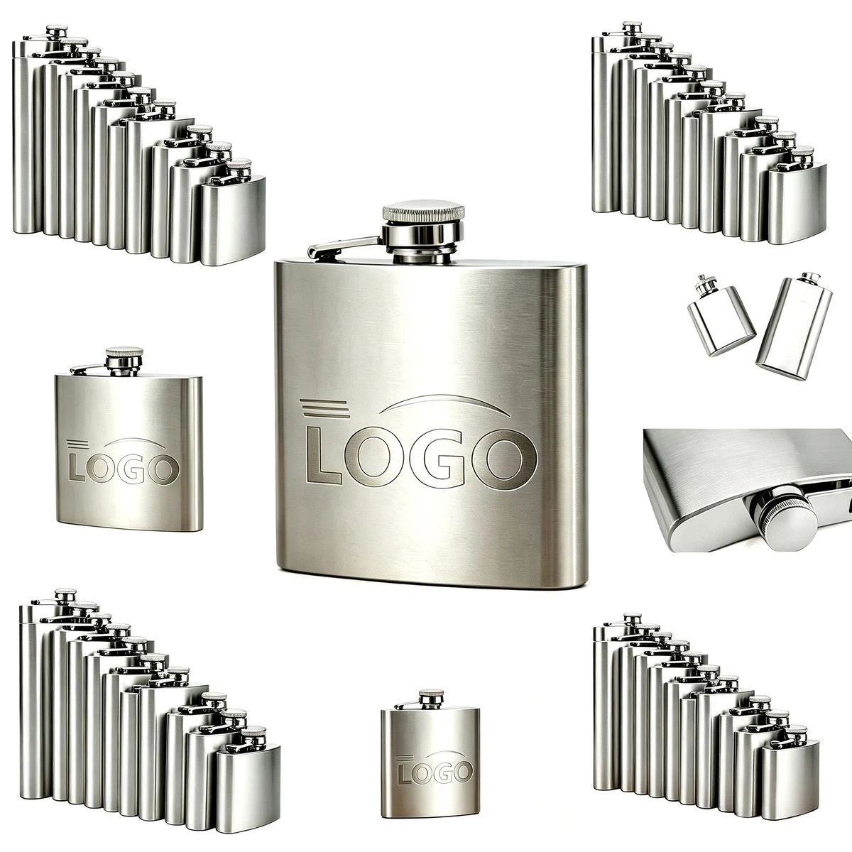 5oz Stainless Steel Pocket Hip Flask, custom water bottle with logo imprint 1