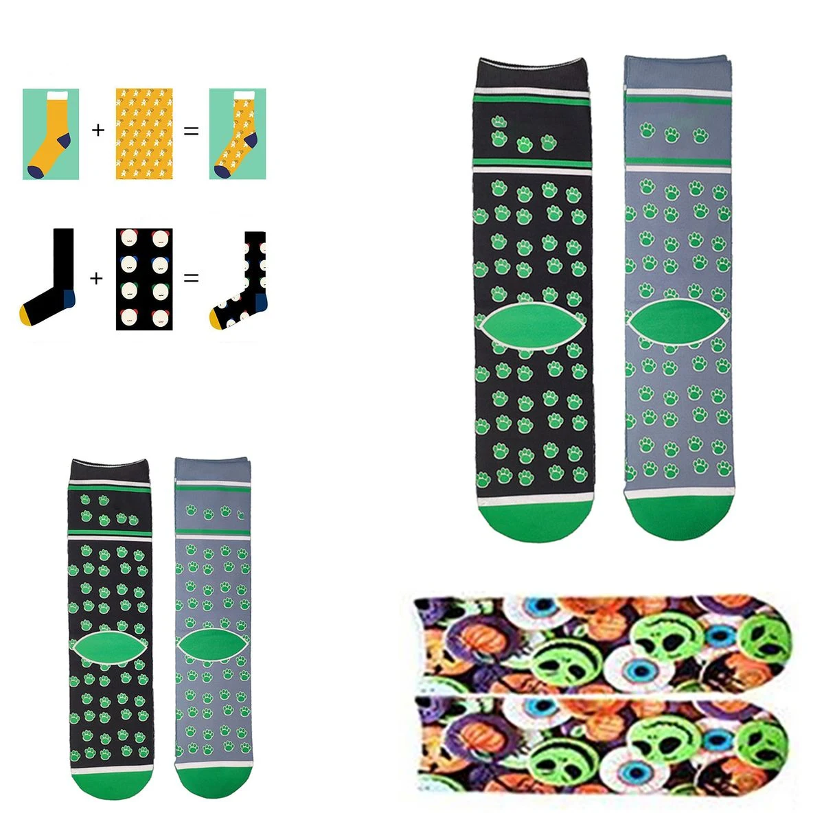 Full Color Casual Crew Tube Socks 1