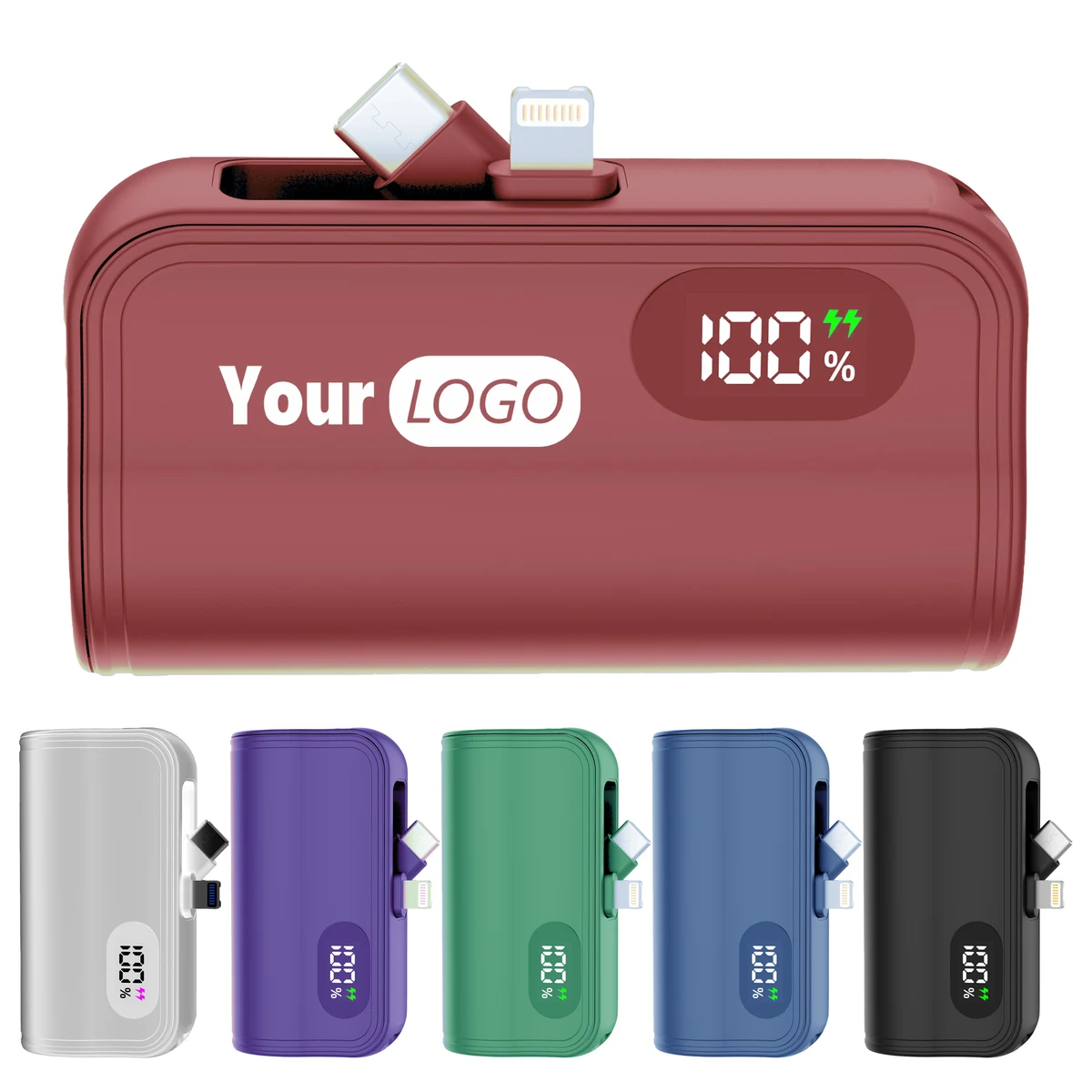 Abs Multifunctional Power Bank With Led Display And Built-In Cables 1