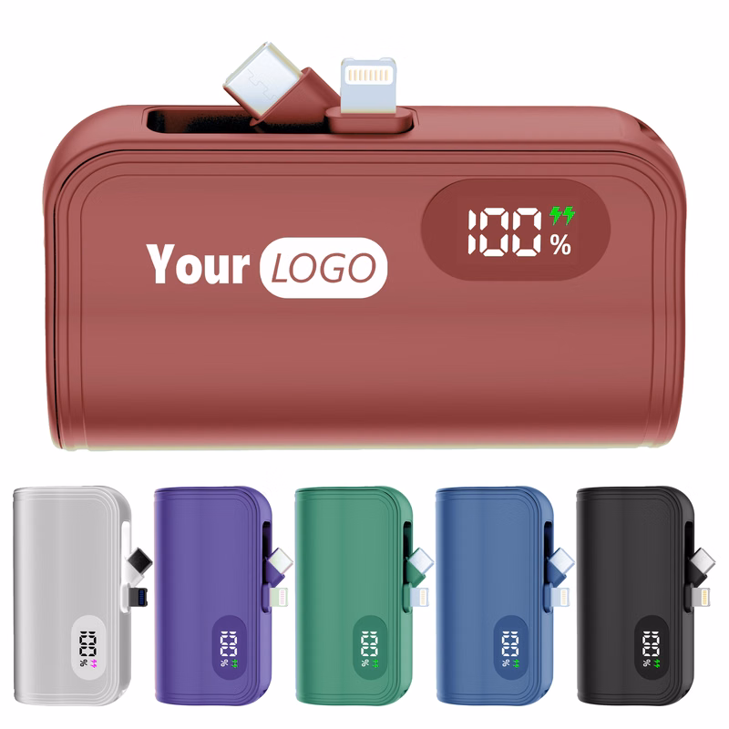 Abs Multifunctional Power Bank With Led Display And Built-In Cables