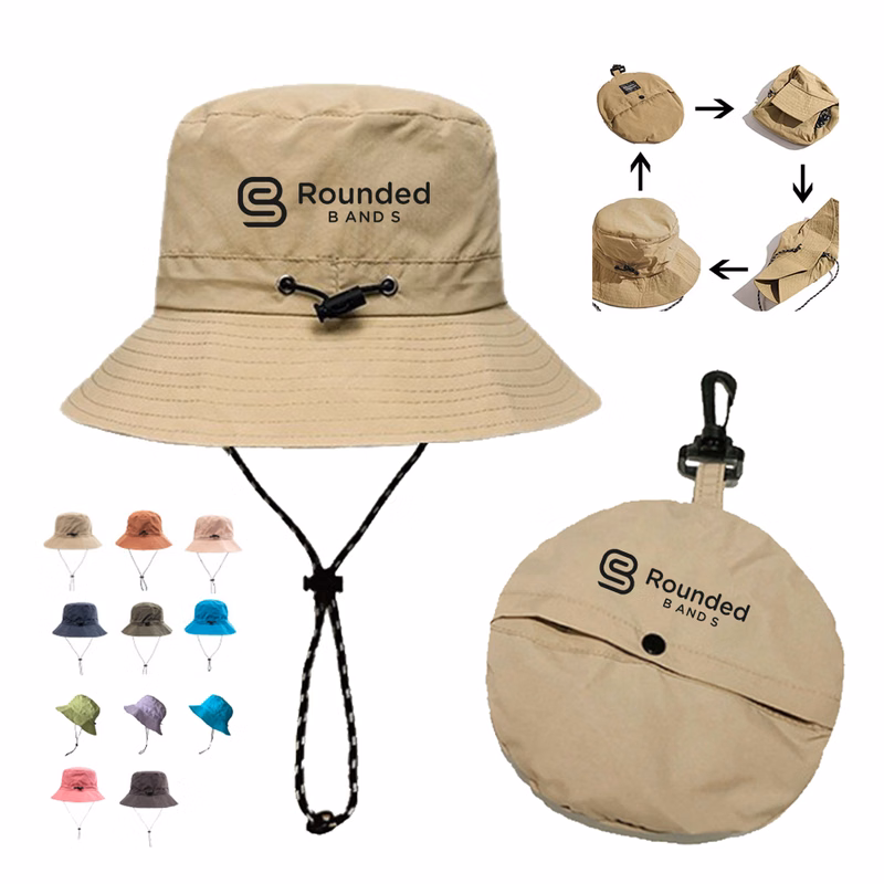 Foldable Waterproof Polyester Bucket Hat With Adjustable straps