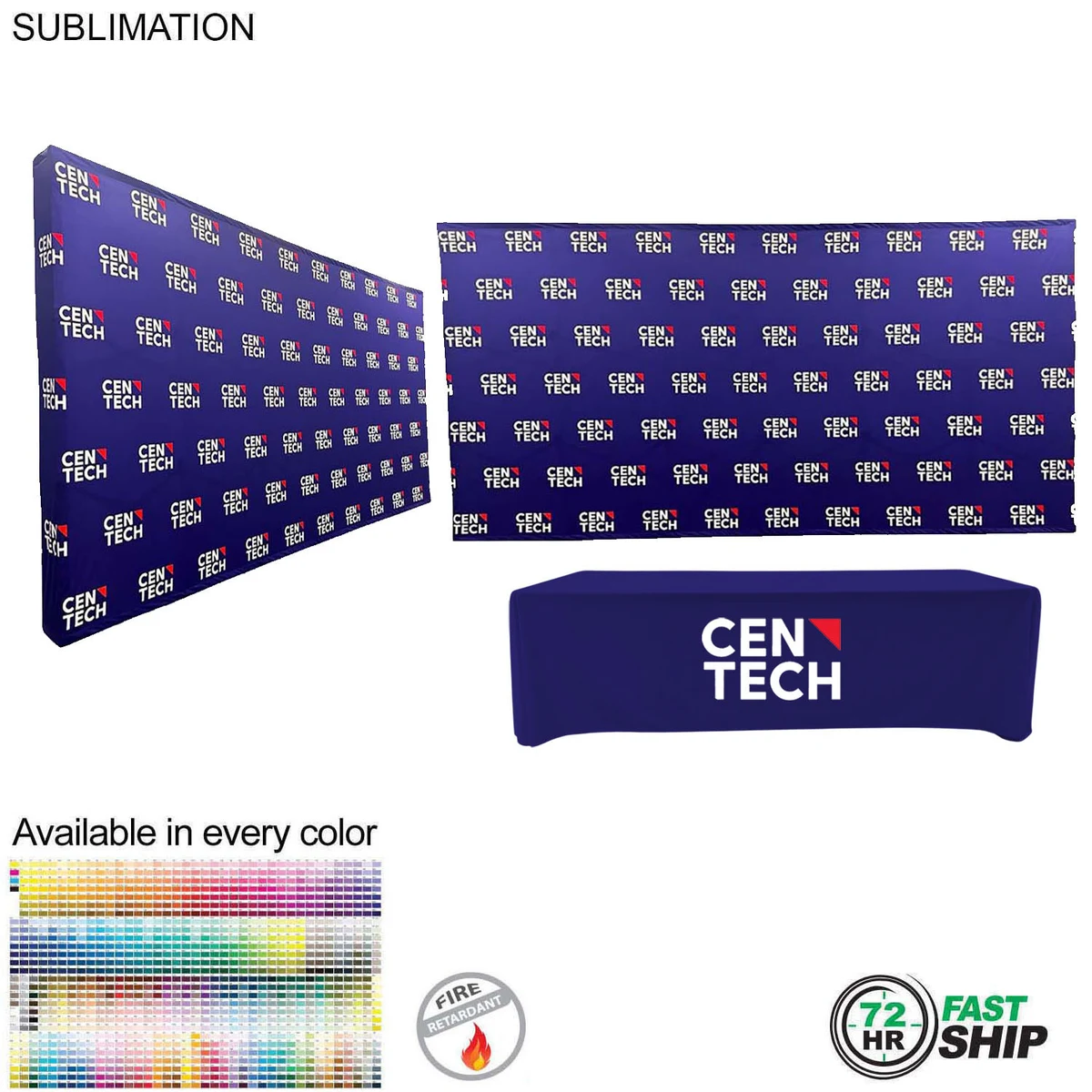 72Hr Fast Ship - Tradeshow booth package Ultra, 15' Straight Wall with Wrap End Caps & 8' tablecloth 1