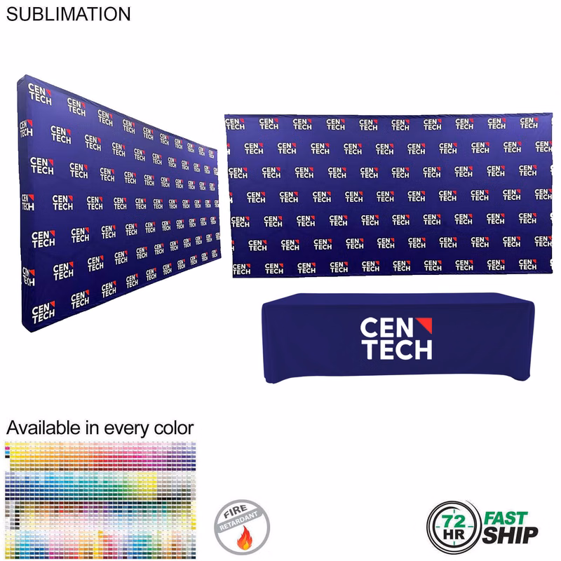 72Hr Fast Ship - Tradeshow booth package Ultra, 15' Straight Wall with Wrap End Caps & 8' tablecloth