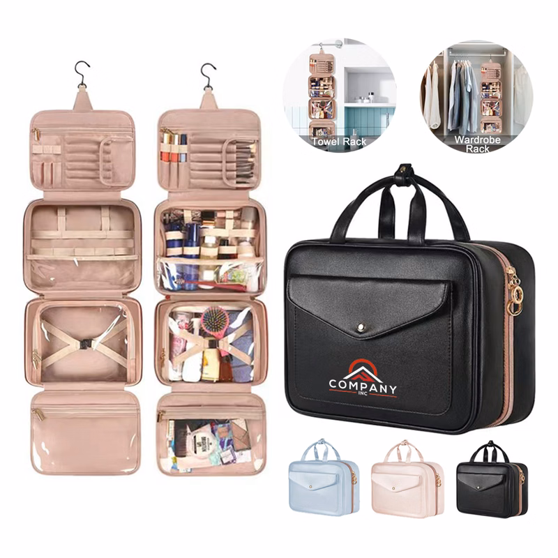 Foldable Hanging Travel Toiletry Bag With Adjustable Compartments