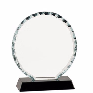 6" ROUND FACET GLASS ON BLACK BASE TROPHY