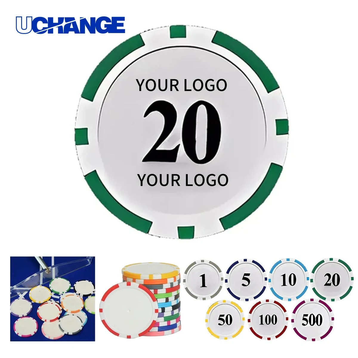 Striped Clay Poker Chips Game Pieces 1