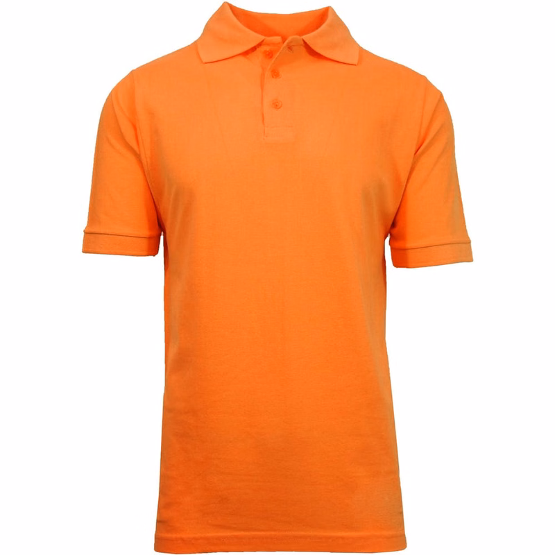 Adult Uniform Polo Shirts - Orange Short Sleeve Size M - 2X