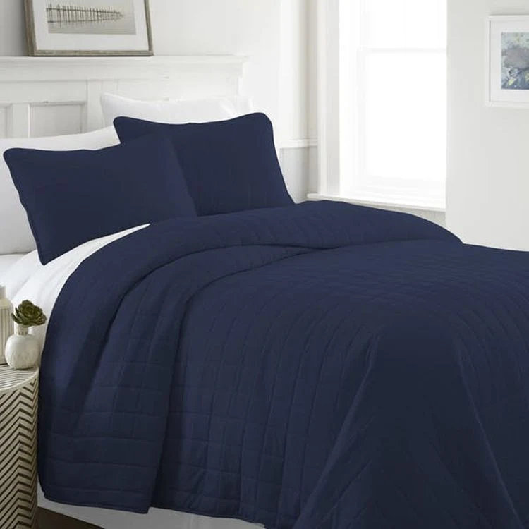 Quilted Coverlet Sets - Navy King 3 Piece 1