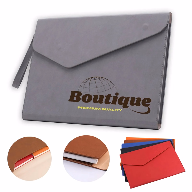 PU Leather A4 File Document Folder Portfolio with lanyard