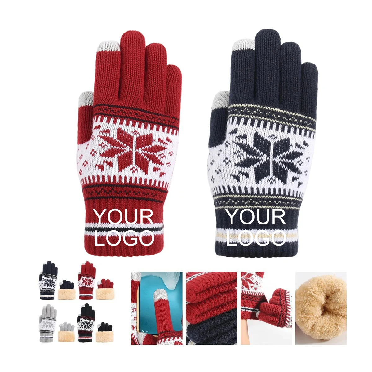 9.85-inch Touchscreen Gloves with Conductive Tips for Phones, Customizable 1