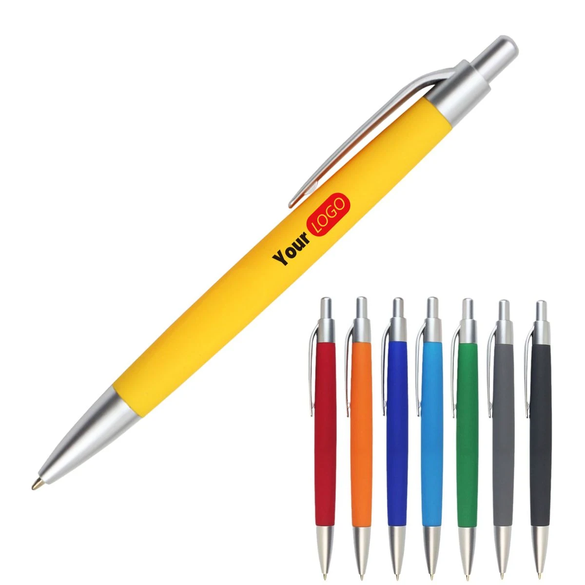 Glued Plastic Click Ballpoint Pen With Logo 1