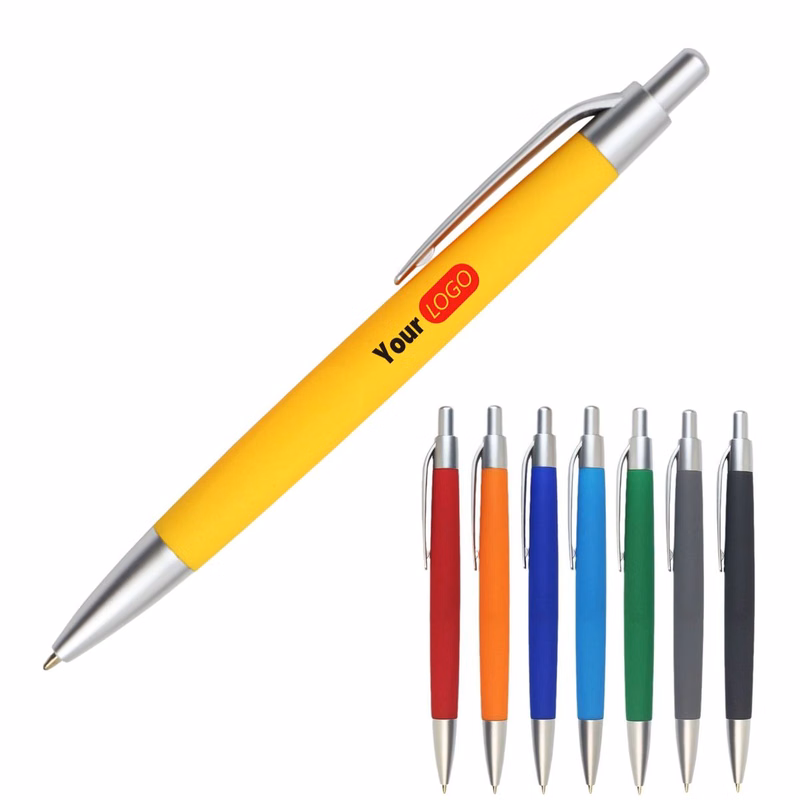 Glued Plastic Click Ballpoint Pen With Logo