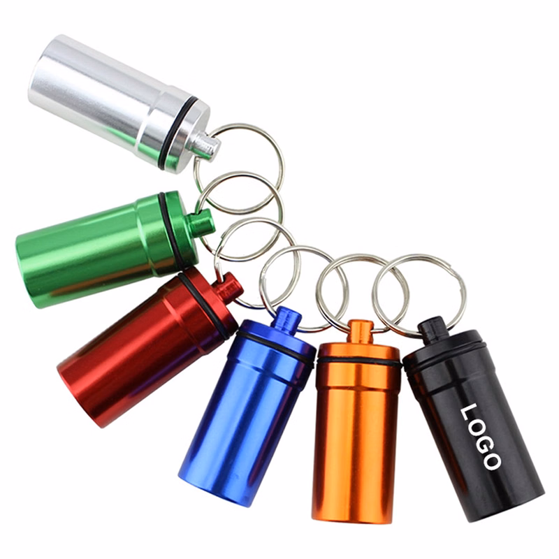Aluminum Alloy Pill Case With Keychain
