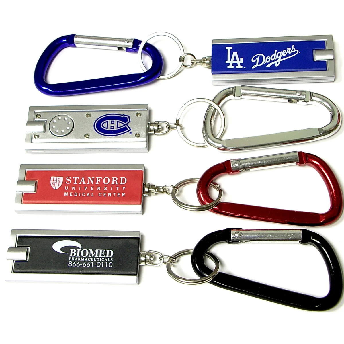 Rectangular flashlight key chain with carabiner. Value combo! 1