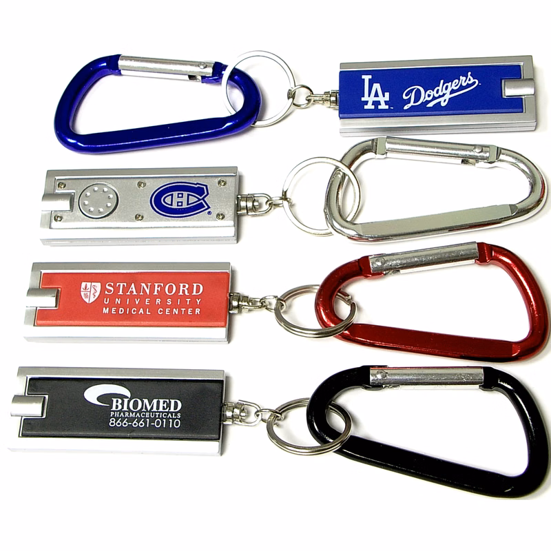 Rectangular flashlight key chain with carabiner. Value combo!