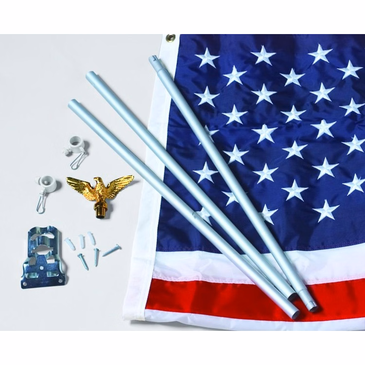 American Home US Flag Set - Polyester 3' x 5' US Flag and 6' Aluminum Flag Pole