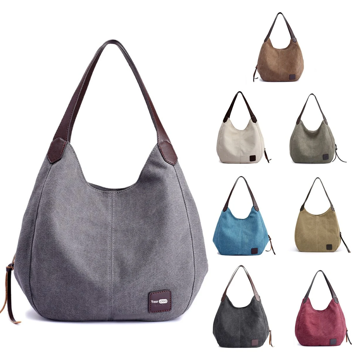 Canvas Women'S Multi-Pocket Tote Bag, custom tote bag with logo imprint 1