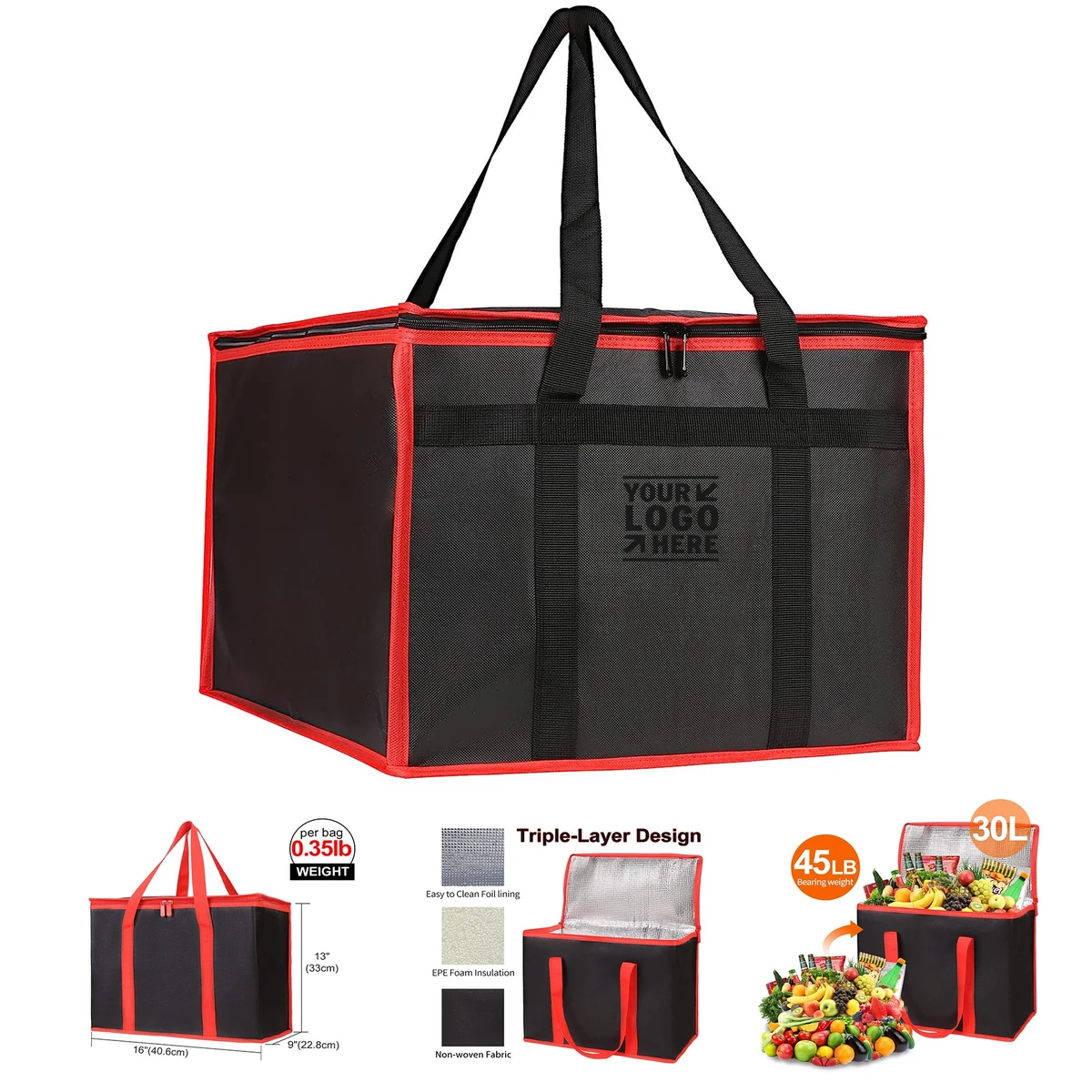 16" x 16" x 14" Pizza Warmer Bag 1