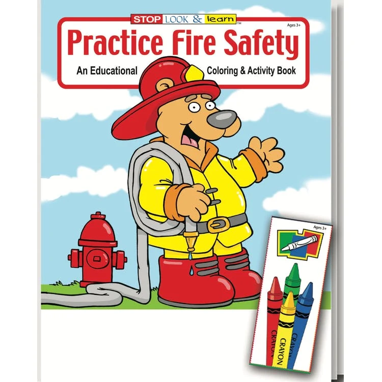 Practice Fire Safety Coloring Book Sets - 4 Pack Crayons Ages 3-11 1