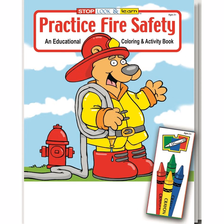 Practice Fire Safety Coloring Book Sets - 4 Pack Crayons Ages 3-11