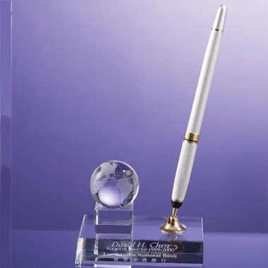 GLOBE PEN SET CRYSTAL