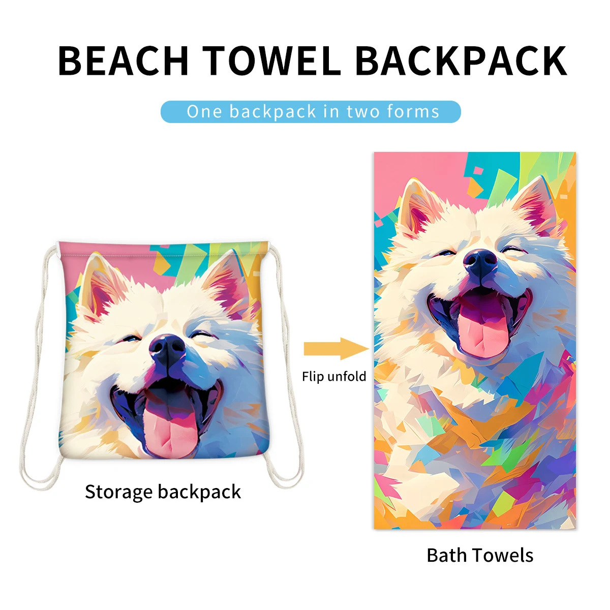 2 in 1 Foldable Printed All in One Beach Towel Travel Blanket 1