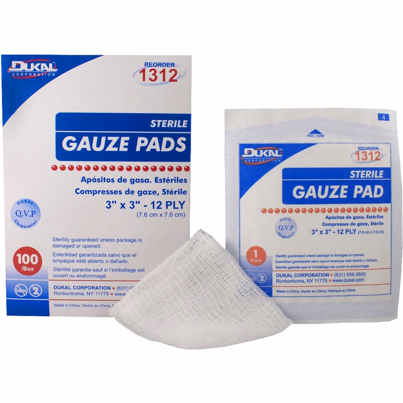 Sterile Gauze Pads - 3" x 3" 12-Ply 100 Pack