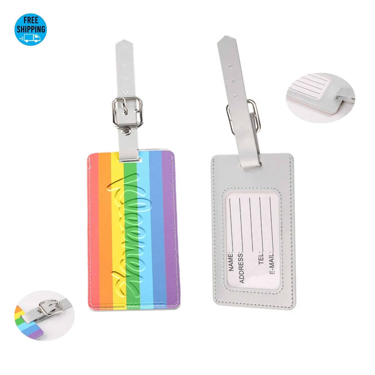 Rainbow Debossed Luggage Tag 1