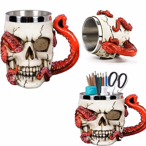 Skull Beer Coffee Mug With Tentacle Handle