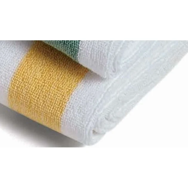 Cabana Premium White Cotton w/Yellow Stripe Towel 1