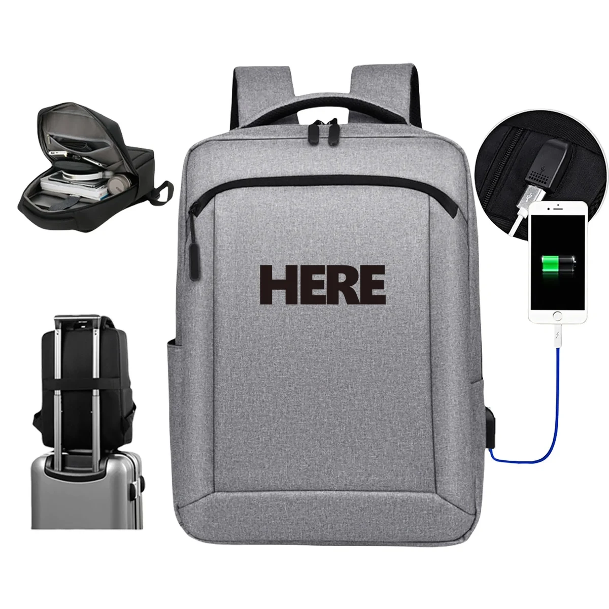 15.6" Heather Grey Laptop Backpack 1