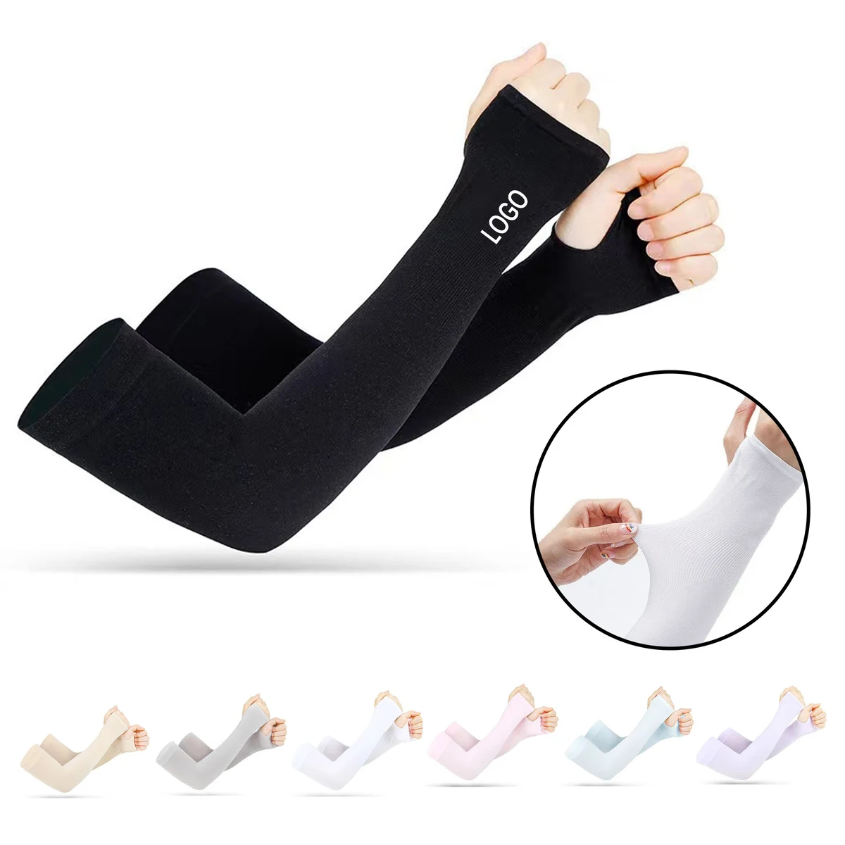 Ice Silk Sun Protection Sleeves With Thumb Hole 1