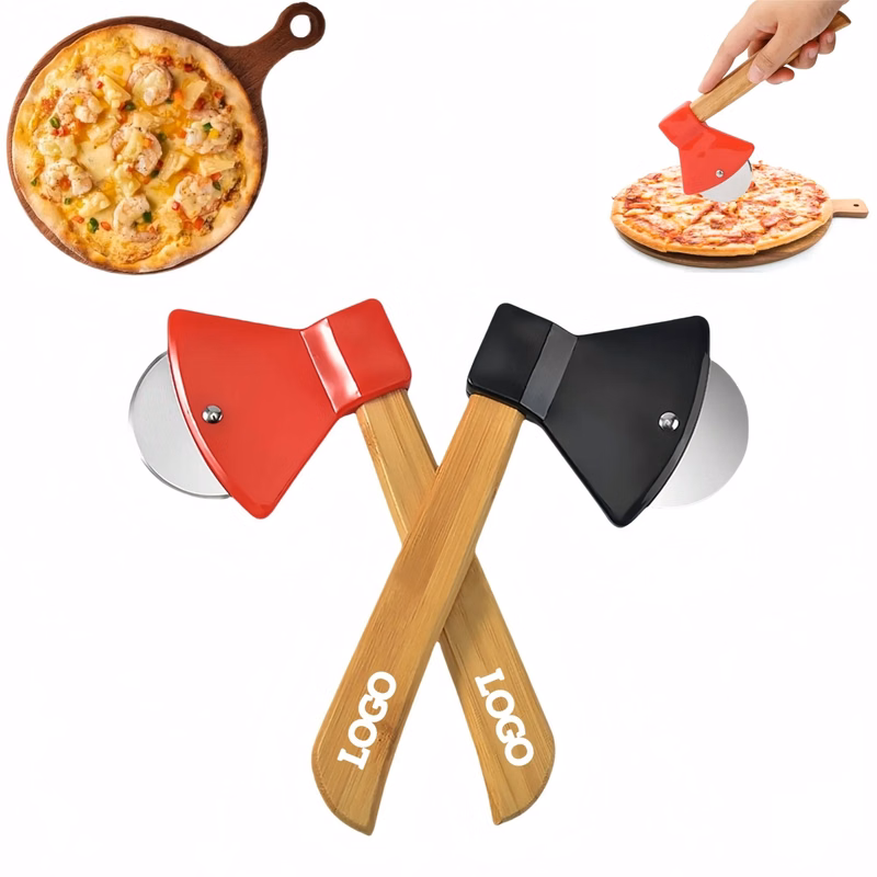 Premium Axe-Style Pizza Cutter with Bamboo Handle