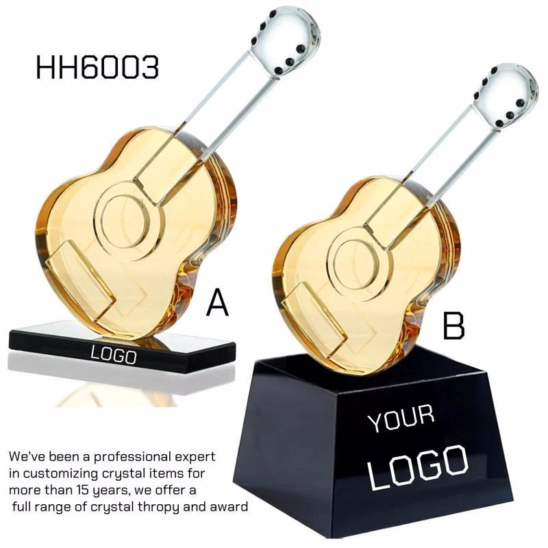 Crystal Music Trophy Award Guitar Figurines for Table Decor