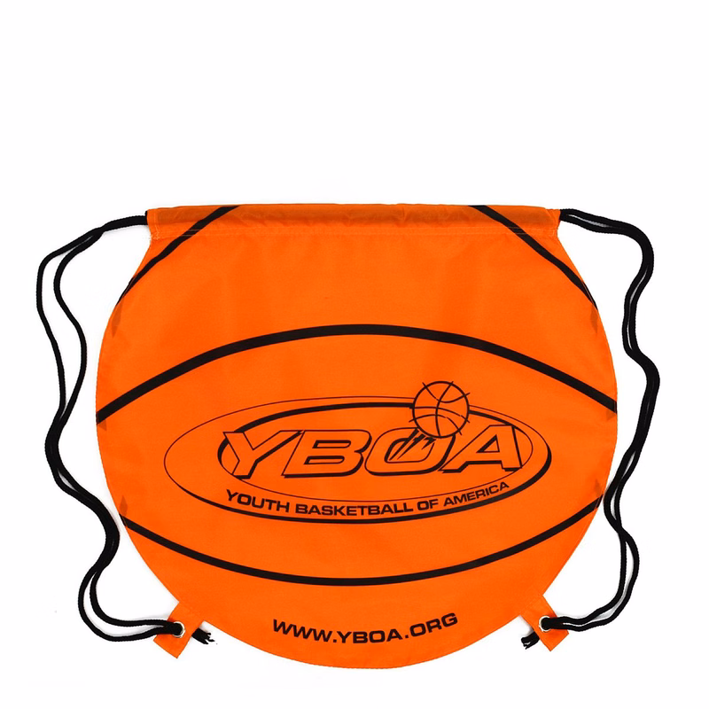 Custom 210D Polyester Basketball Shaped Drawstring Backpack Cinch Bag14.75"x16.5"