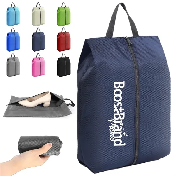 Custom Travel Shoe Bags with Secure Zipper Closure — Full-Color Tote Organizer 1