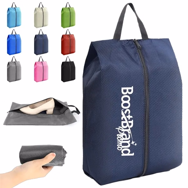 Custom Travel Shoe Bags with Secure Zipper Closure — Full-Color Tote Organizer