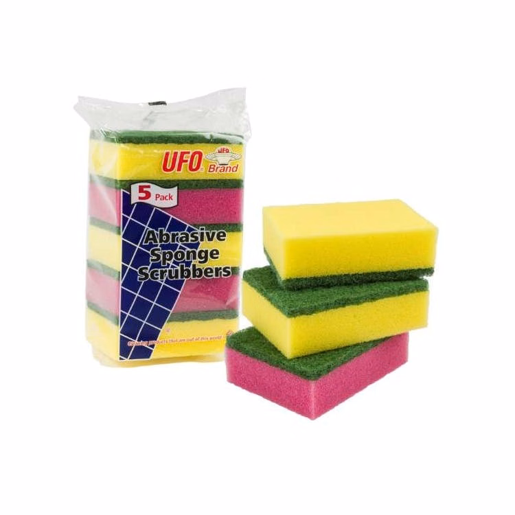 UFO Brand Abrasive Sponge Scrubbers - 5 Pack