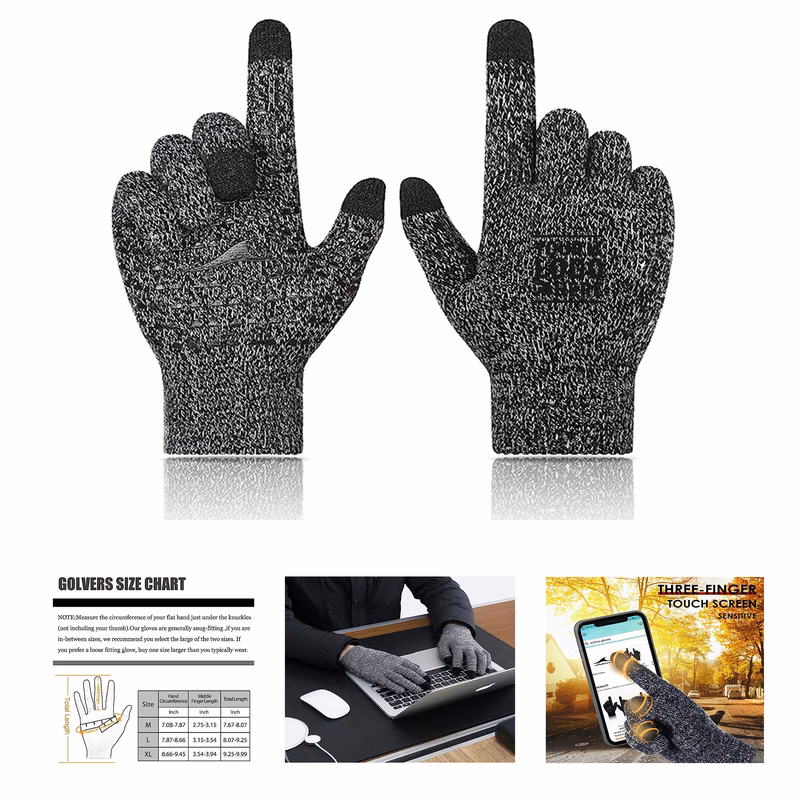 Touch Screen Texting Warm Gloves with Thermal Soft Knit Lining