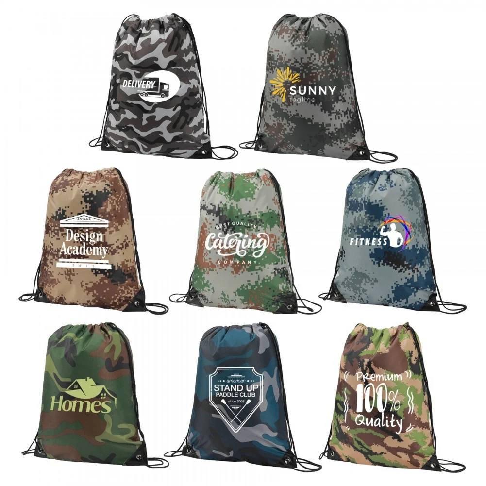 CAMO DRAWSTRING SPORTS BACKPACK 14" x 18" 1