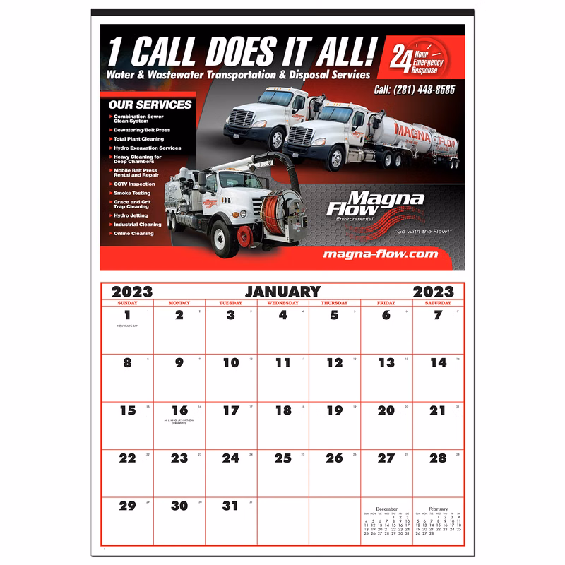 Single Photo 12 Month Apron Wall Calendar