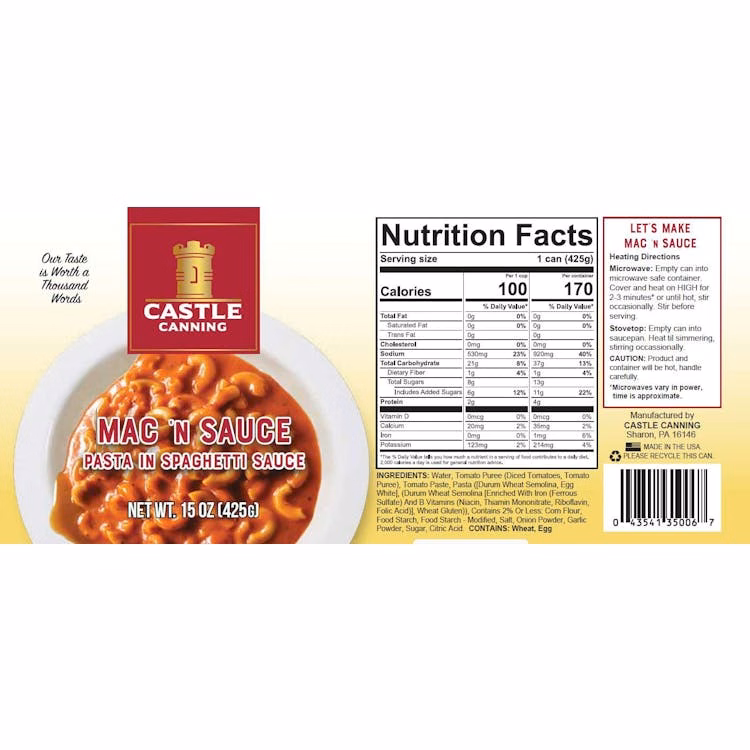 Canned Mac N Sauce - Full Pallet