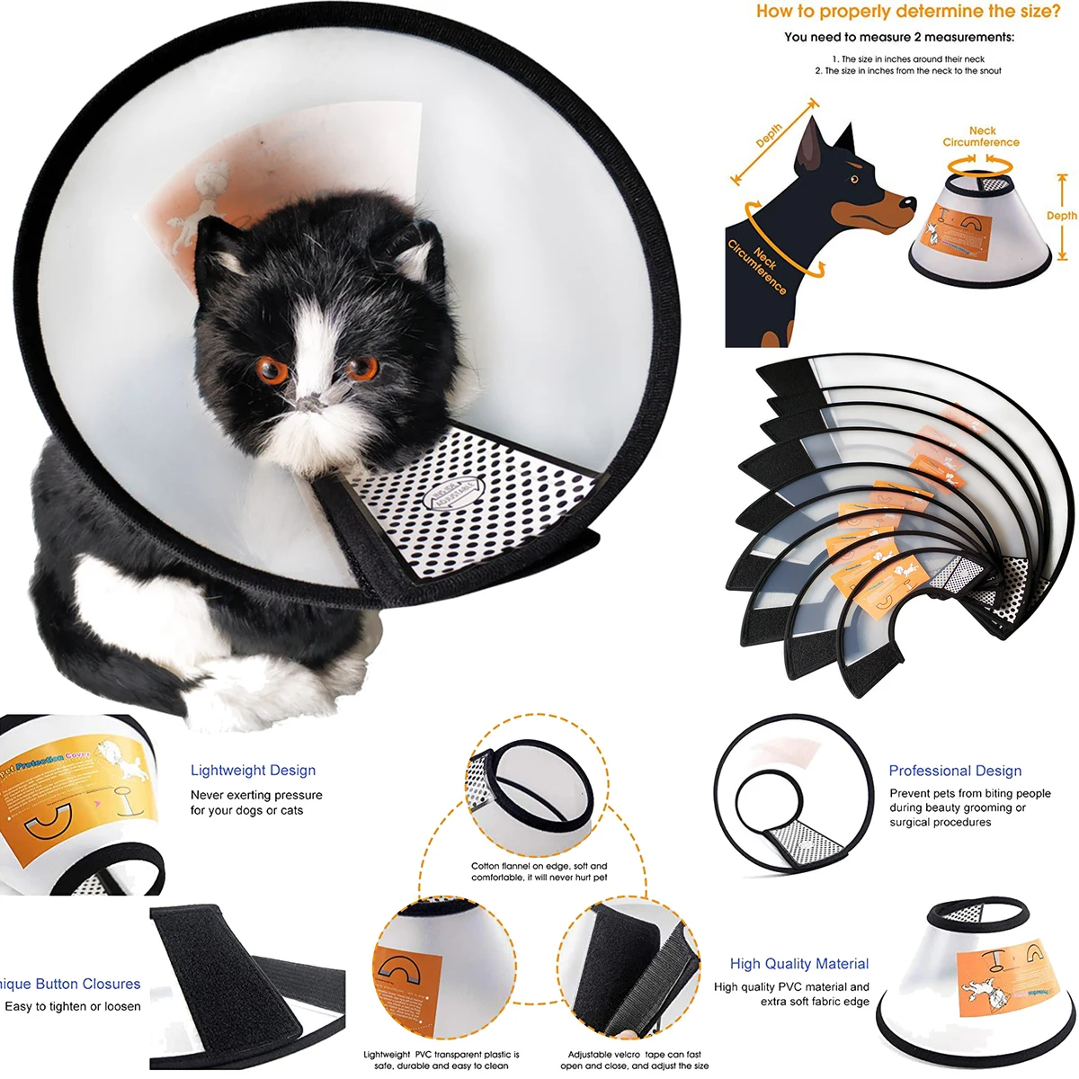 Adjustable Pet Cone Pet Recovery Collar Comfy Protective Collar 1