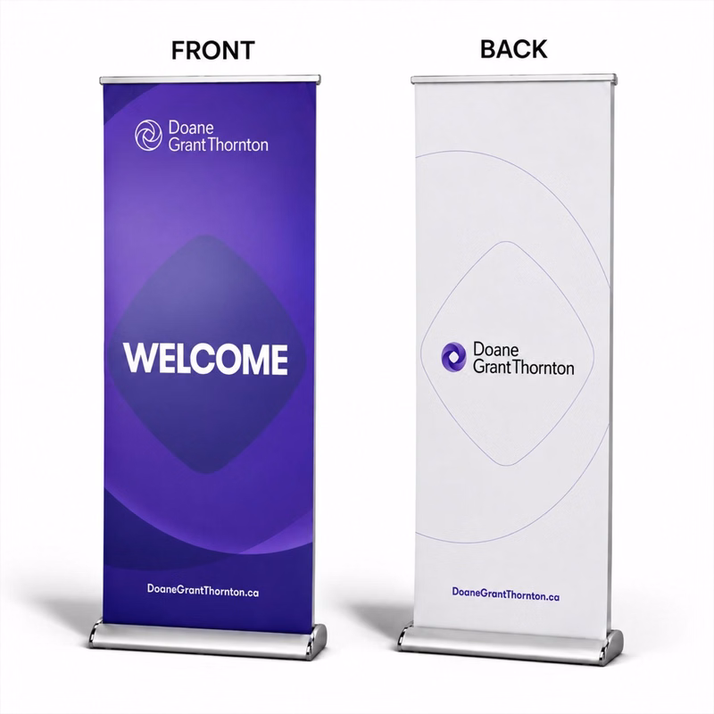 72Hr Fast Ship - Deluxe Wide Base Retractable Pull Up Banner Double sided, 33.5x79, NO SETUP CHARGE